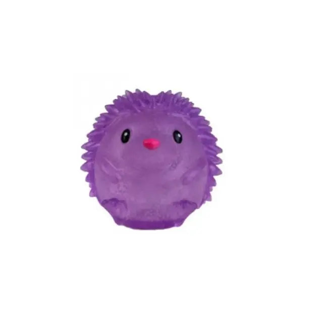 Purple mini hedgehog squishy toy with spiky texture and pink nose — Adventure Awaits