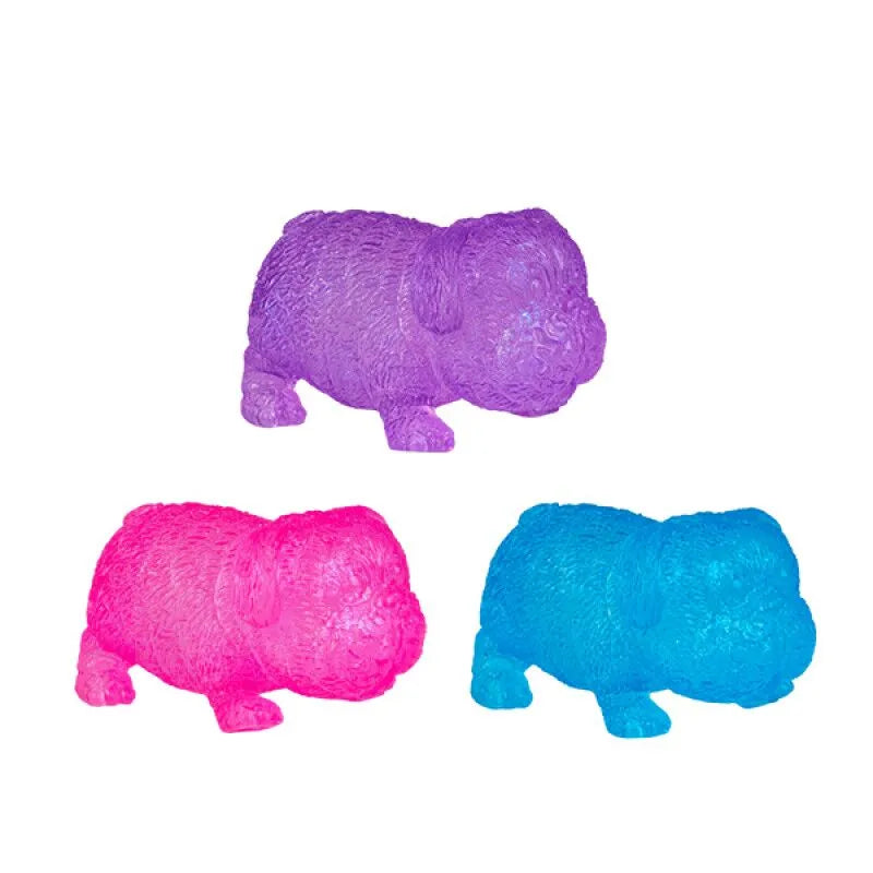 Pink, purple and blue pug squishy toys with textured fur detail — Adventure Awaits