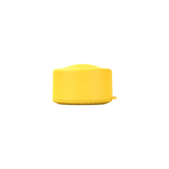 Yellow refillable travel pot, compact container for storing toiletries, creams or cosmetics for organised packing at home or travel Adventure Awaits