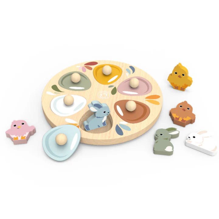 Wooden egg surprise puzzle