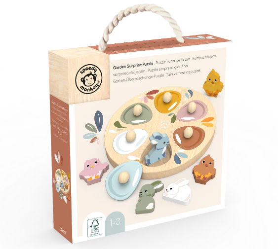 Wooden egg surprise puzzle in box