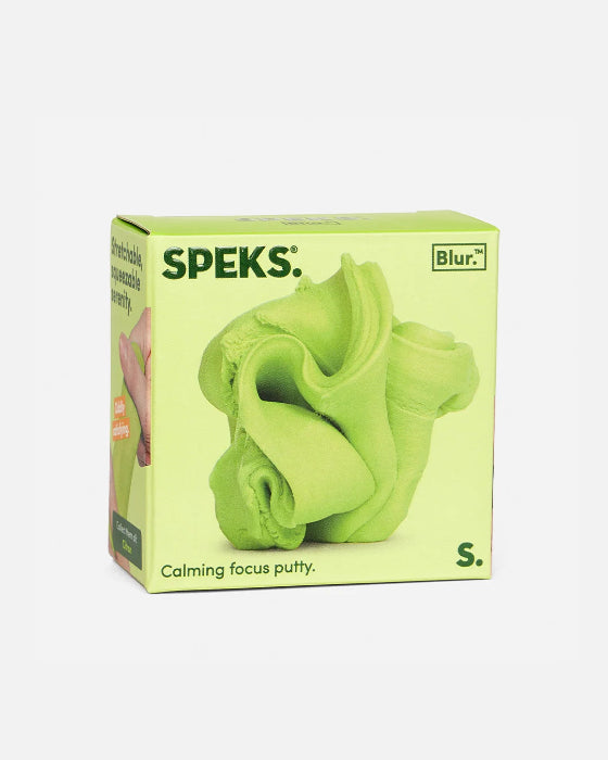 Lime green SPEKS Blur calming focus putty in matching green retail box — Adventure Awaits