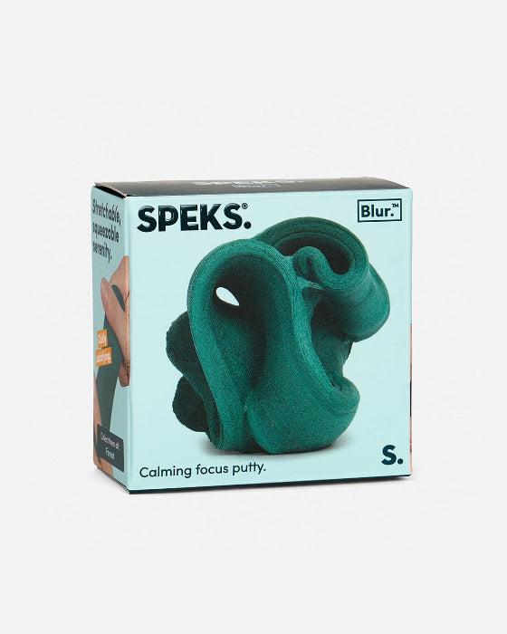 Dark teal SPEKS Blur calming focus putty in branded retail box — Adventure Awaits