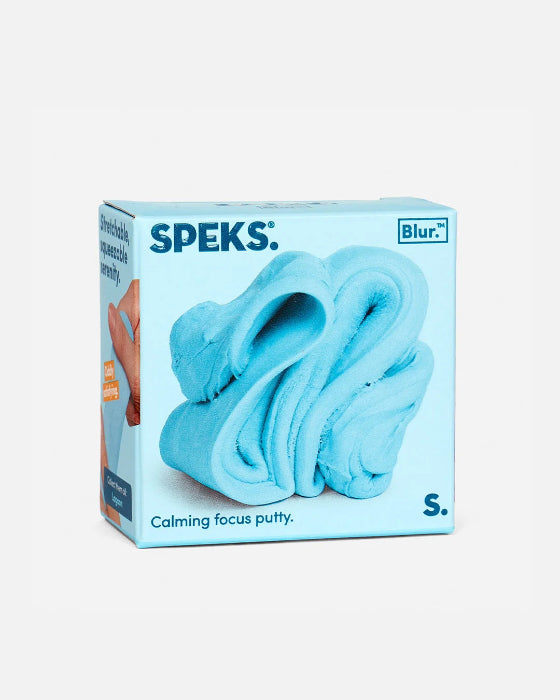 Blue SPEKS Blur calming focus putty in matching blue retail box — Adventure Awaits