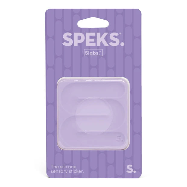 Speks silicone sensory sticker packaging on a white background