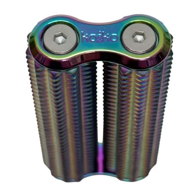 Kaiko Spikey Hand Roller with dual iridescent metal rollers and textured ridges for tactile sensory input