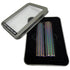 Kaiko Spikey Hand Roller with textured iridescent metal rollers presented in an open silver storage tin