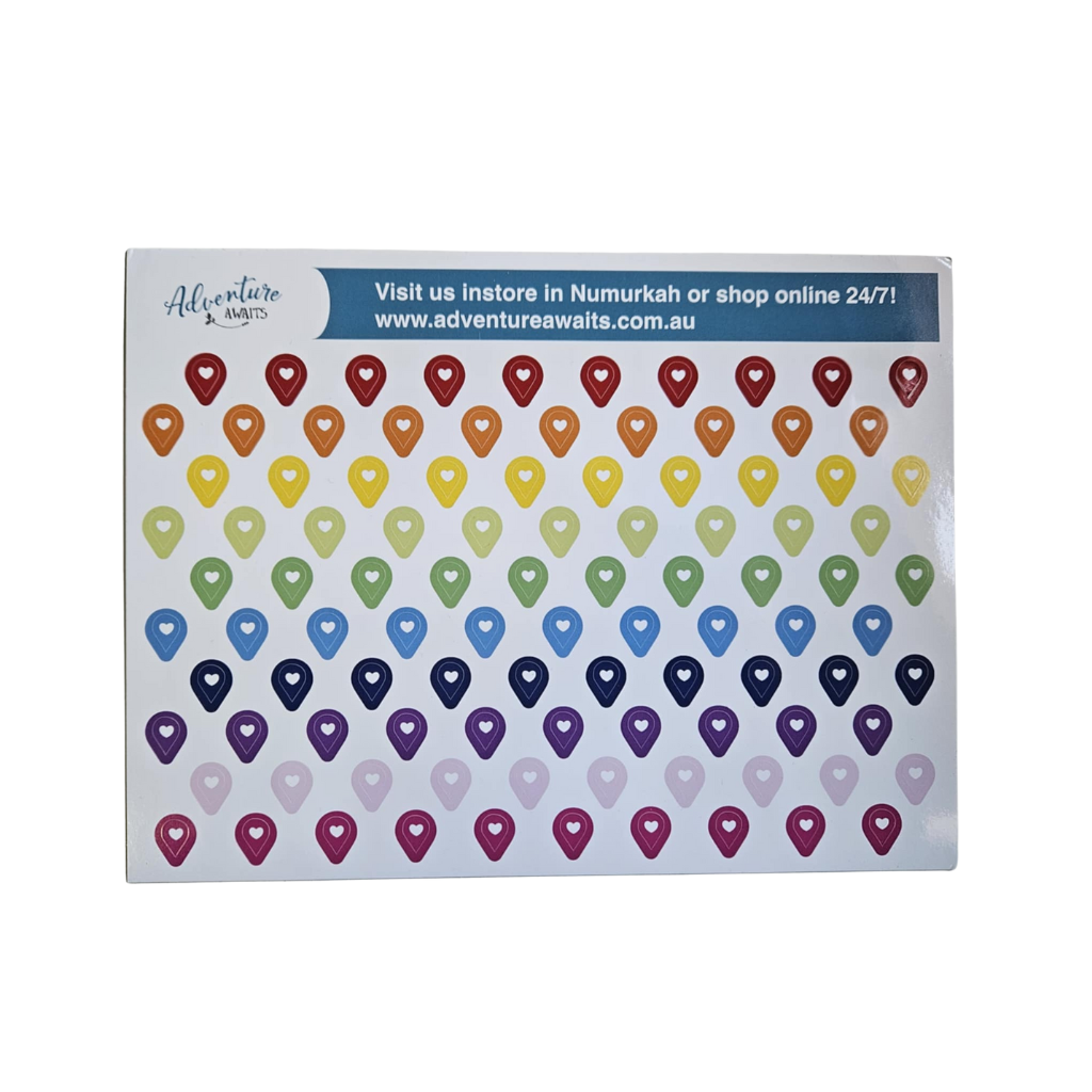 Travel Map Location Stickers – Heart Pin Markers for Australia Maps