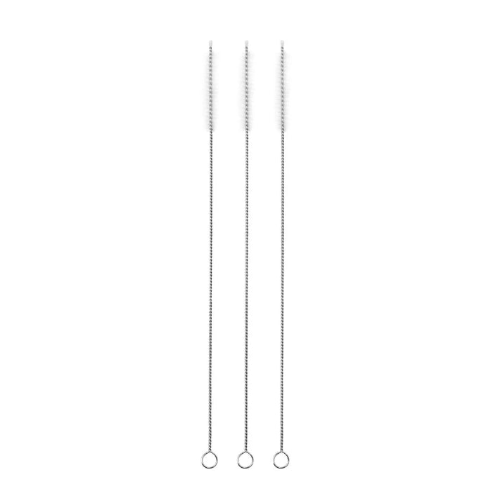 Three long metal straw cleaning brushes with ring handles — Adventure Awaits