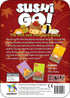 Sushi Go card game back of tin with game details instructions and sample cards, family party game for ages 8 plus