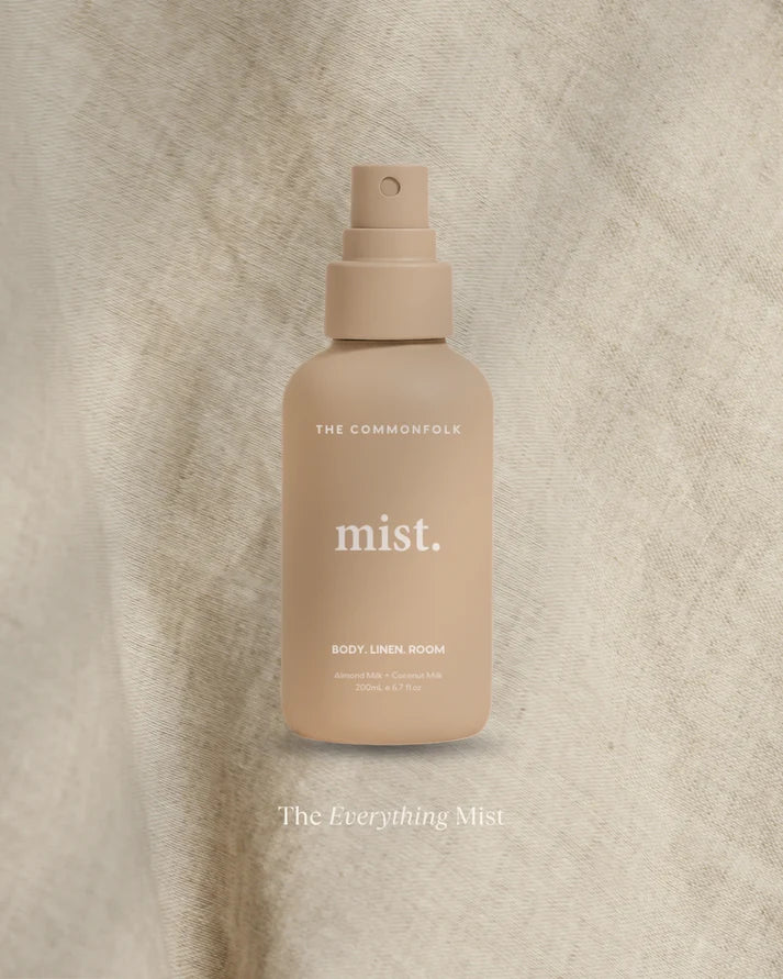 The Commonfolk Mist body, linen and room spray in soft peach with almond milk & coconut milk scent — Adventure Awaits