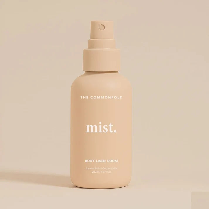 The Commonfolk Mist body, linen and room spray in soft peach with almond milk & coconut milk scent — Adventure Awaits