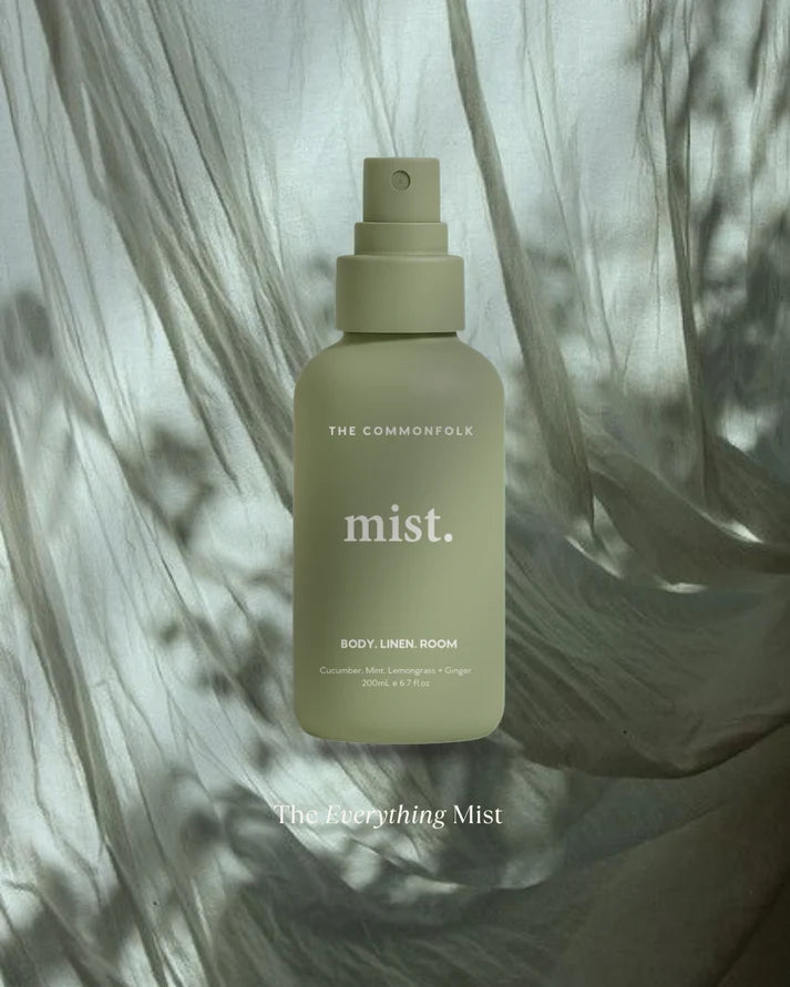 The Commonfolk Mist body, linen and room spray in sage green with cucumber mint scent — Adventure Awaits