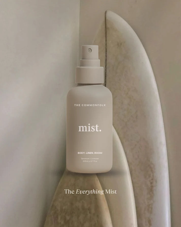 The Commonfolk Mist body, linen and room spray in soft grey with geranium & lavender scent — Adventure Awaits