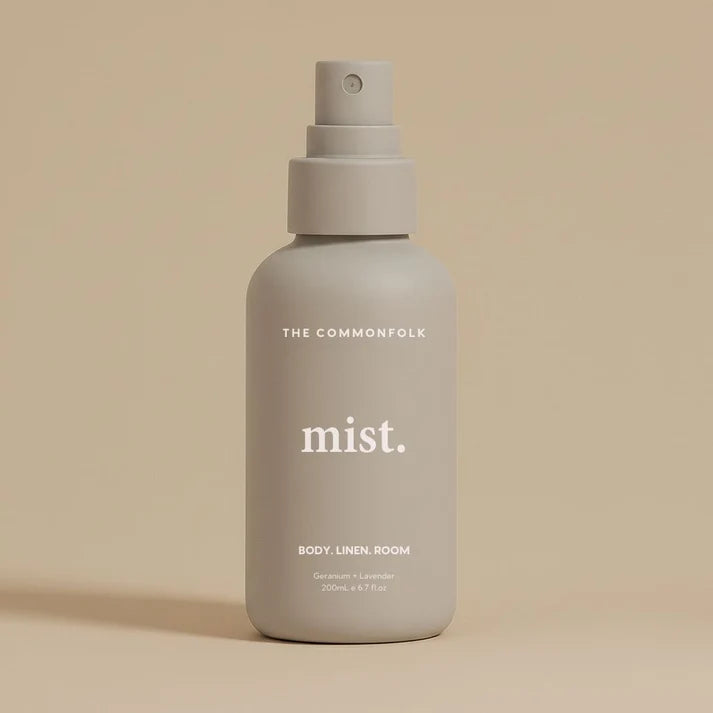 The Commonfolk Mist body, linen and room spray in soft grey with geranium & lavender scent — Adventure Awaits