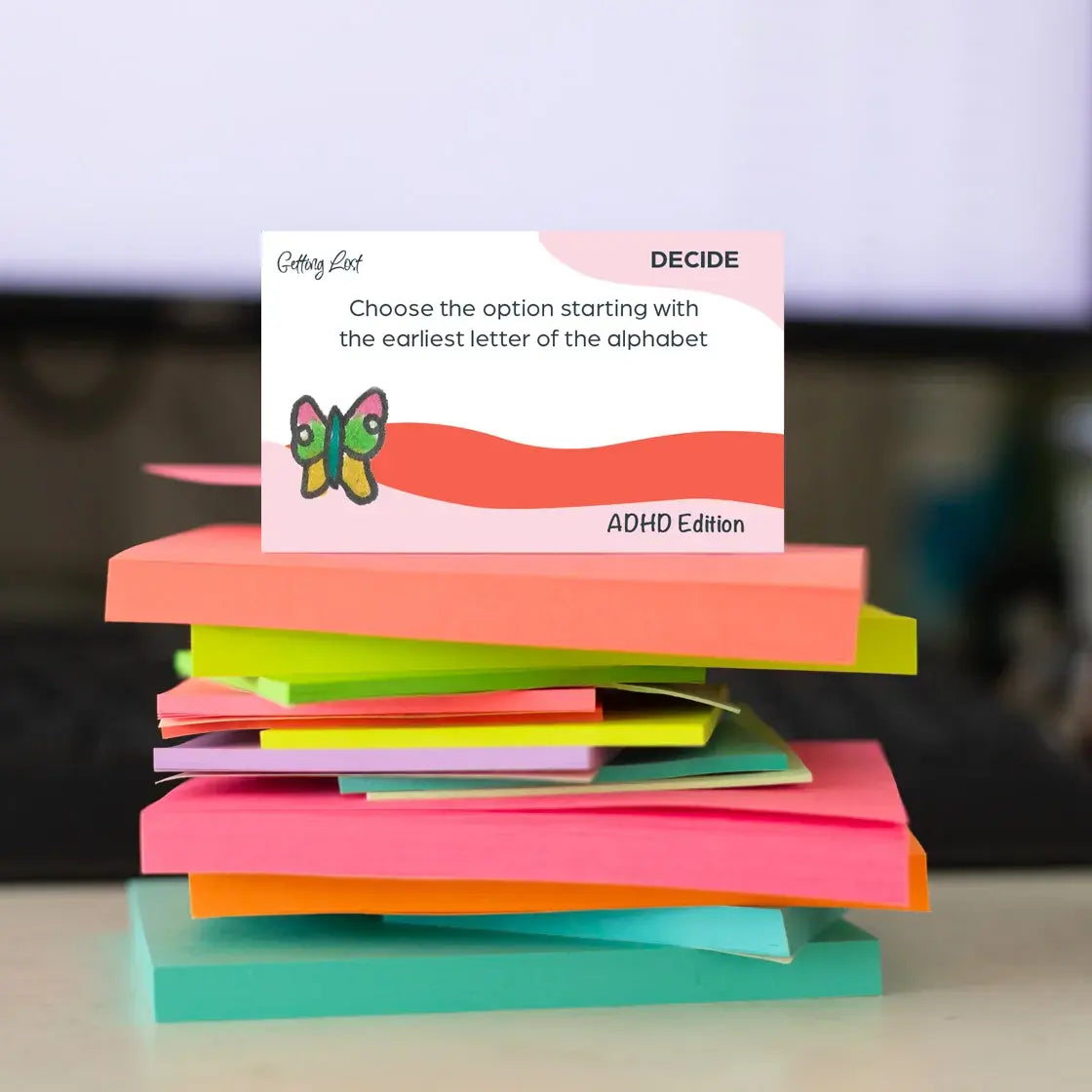 Getting Lost Game ADHD Edition Decide card with an alphabet-based decision prompt — Adventure Awaits