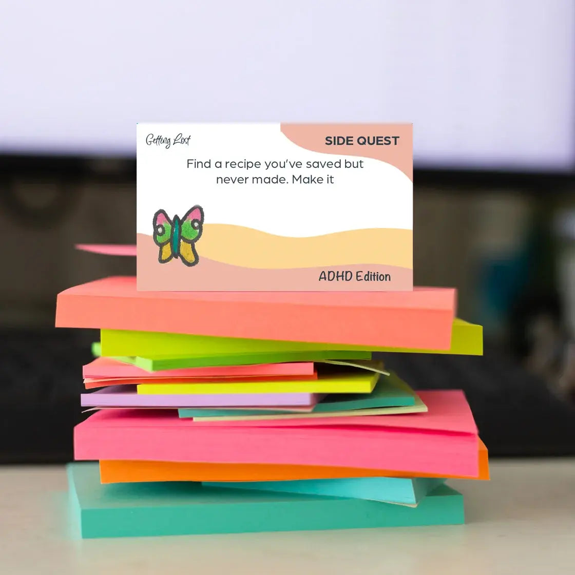 Getting Lost Game ADHD Edition Side Quest card with a recipe challenge prompt — Adventure Awaits