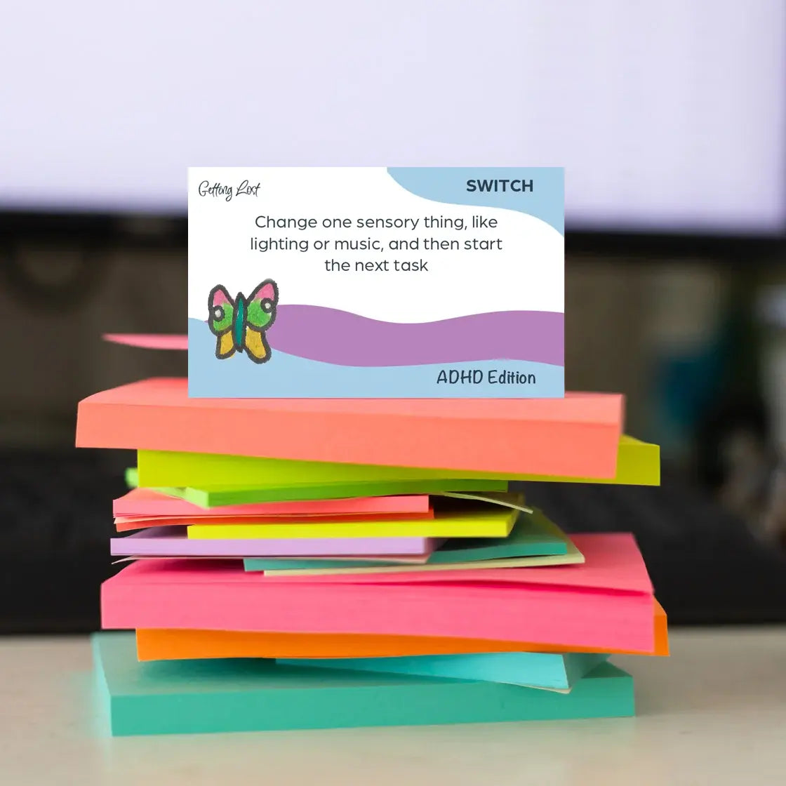 Getting Lost Game ADHD Edition Switch card with a sensory change task prompt — Adventure Awaits