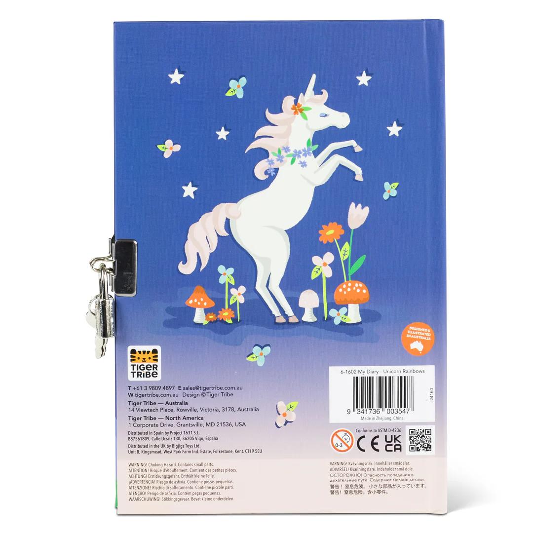 Tiger Tribe | Lockable Diary - Unicorn Rainbows