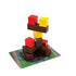 Colorful block tower on a white background