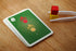 Card with geometric shapes on a wooden surface