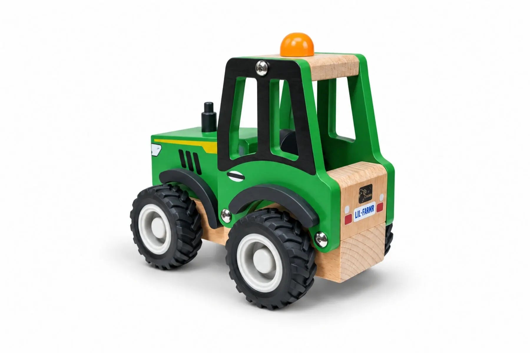 Rear view of Koala Dream Aussie Wheels wooden tractor with green cab and chunky wheels — Adventure Awaits