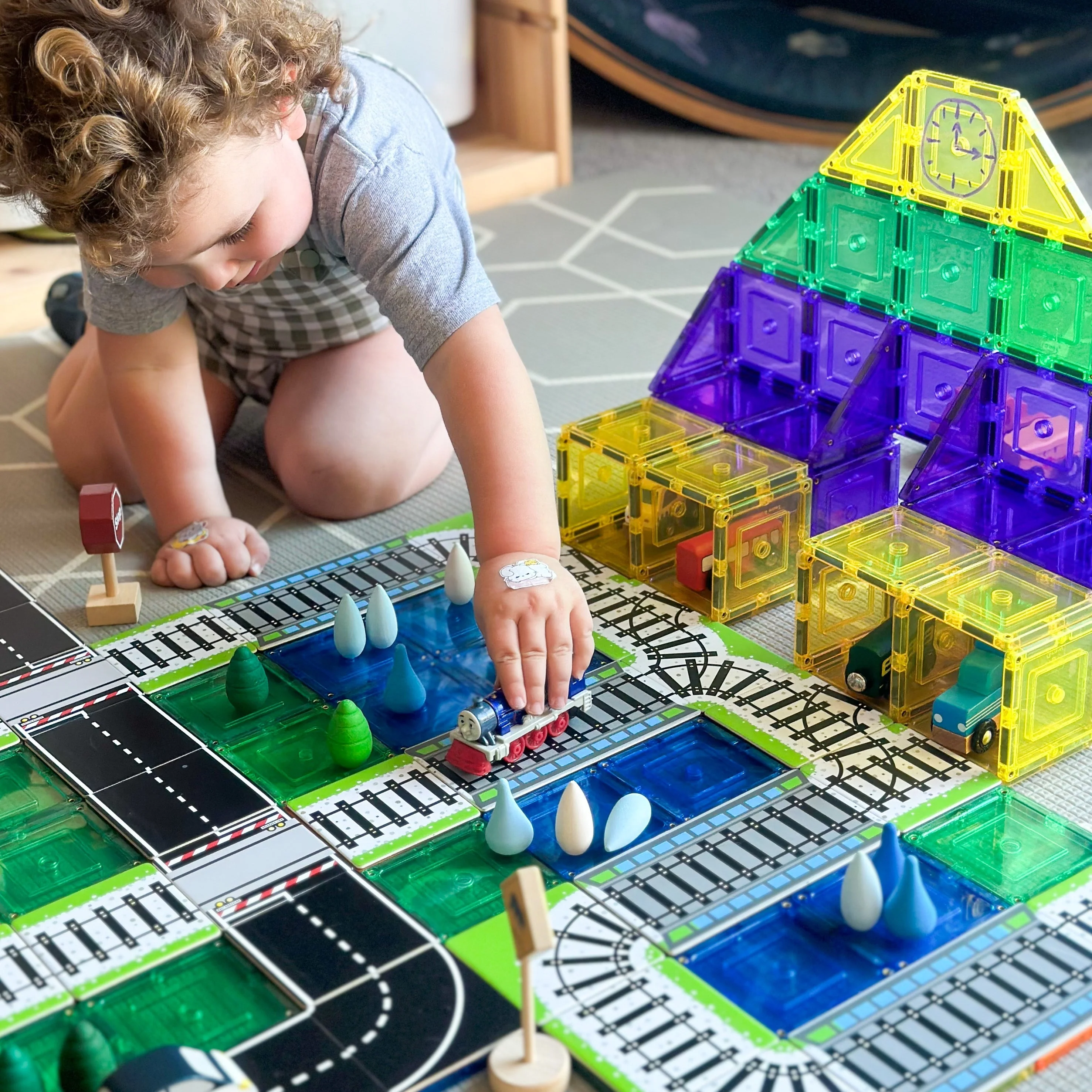 Learn & Grow Magnetic Tile Topper | Train Pack Pack 36 Piece