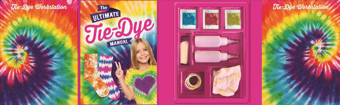 Ultimate Tie-Dye kit workstation with manual, dye powders, bottles and socks — Adventure Awaits