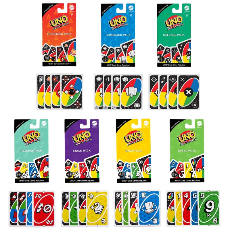 all uno add-on packs cover and showing card fronts - Adventure Awaits