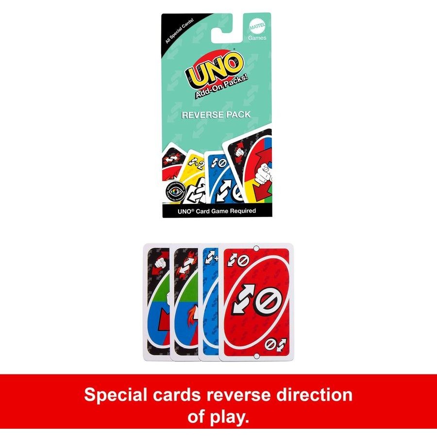 UNO Add-On Reverse Pack with special cards that reverse the direction of play — Adventure Awaits