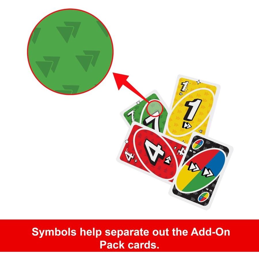 UNO Add-On Speed Pack cards with matching symbols to help separate them from the main deck — Adventure Awaits