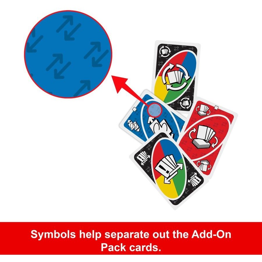 UNO Add-On Swap Pack cards with matching symbols to help separate them from the main deck — Adventure Awaits