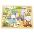 Viga wooden construction jigsaw puzzle with cranes, diggers and busy worksite scene — Adventure Awaits