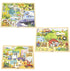 Three Viga wooden jigsaw puzzles with zoo, farm and construction scenes — Adventure Awaits