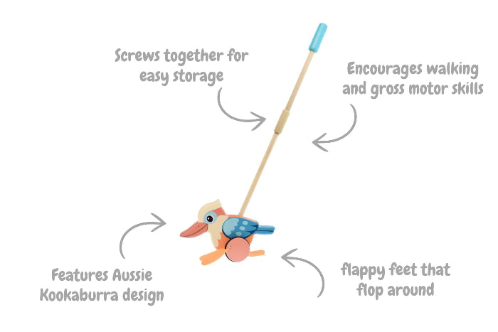 Wooden push along Kookaburra