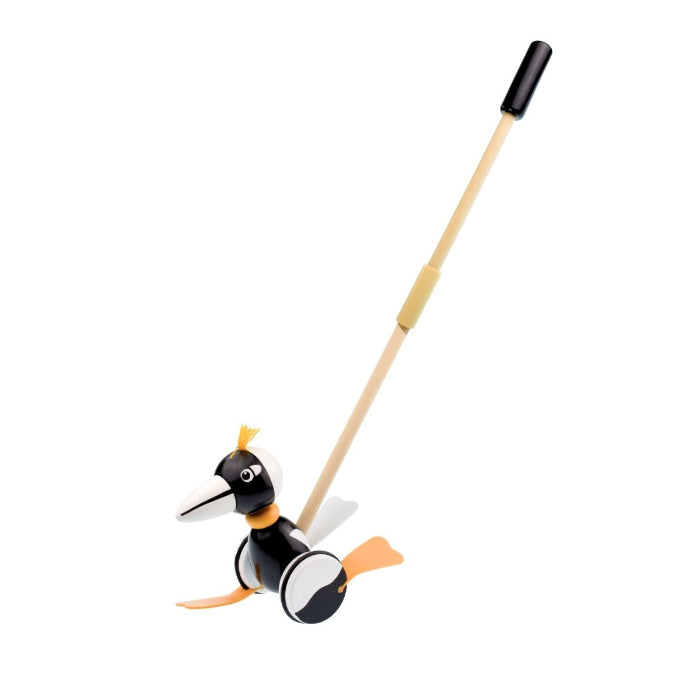 Wooden push along Magpie