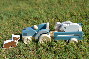 Wooden Tractor with Farm Animals