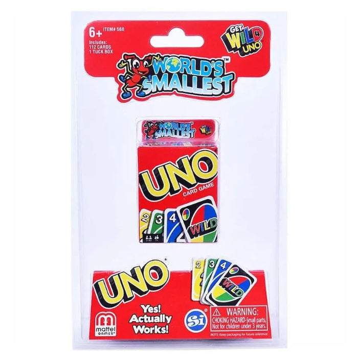 World's Smallest UNO card game in retail packaging with mini cards and tuck box — Adventure Awaits