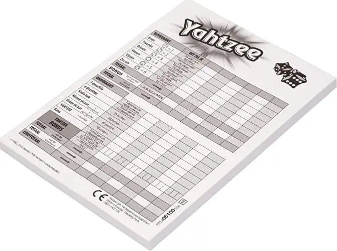 Adventure Awaits Yahtzee score sheet refill pad featuring official scoring categories for the classic dice game