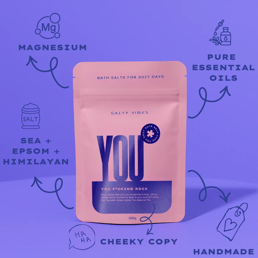 PRE ORDER Salty Vibes | Bath Salts | You F*cking Rock 100g