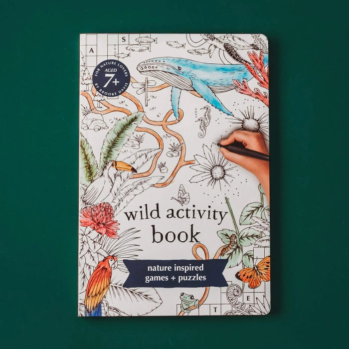 Wild Activity Book with nature-inspired games, puzzles and illustrated wildlife cover — Adventure Awaits