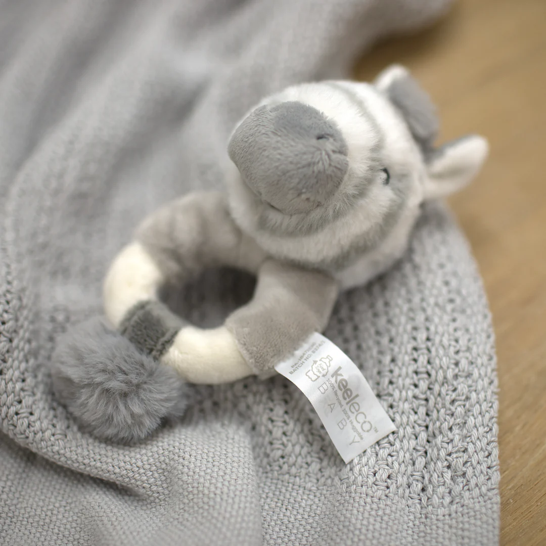 Keeleco 14cm Ring Rattle Zebra or Unicorn