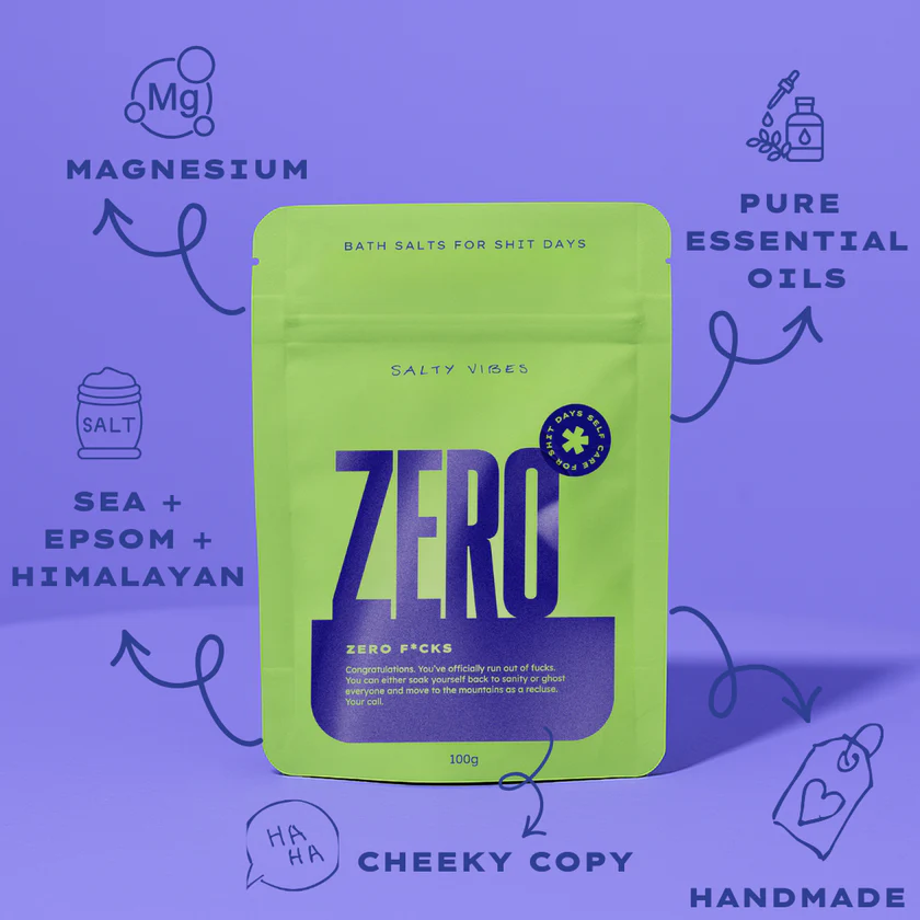 PRE ORDER Salty Vibes | Bath Salts | Zero F*cks 100g