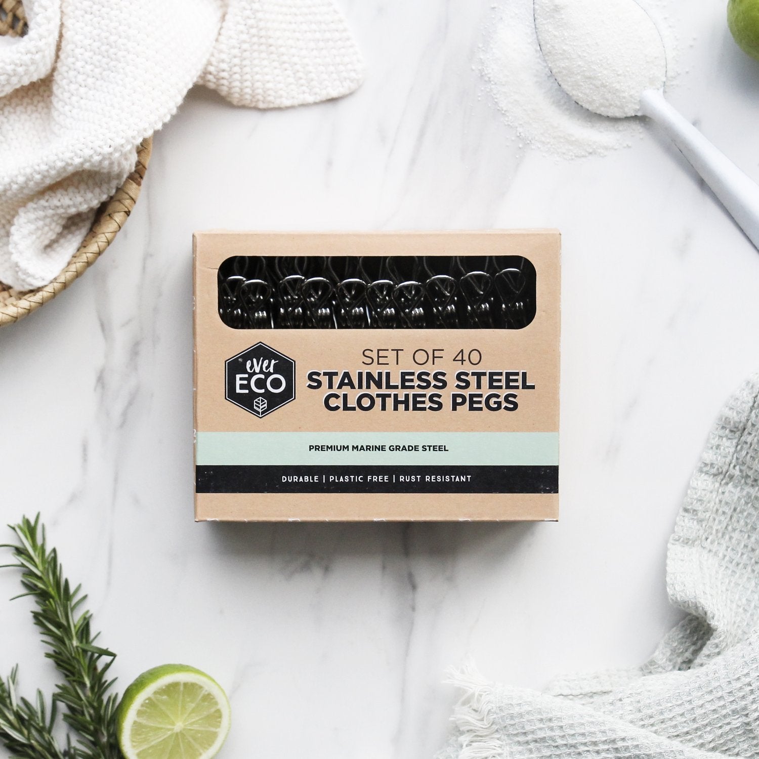 Ever Eco Stainless Steel Clothes Pegs - 40 pk
