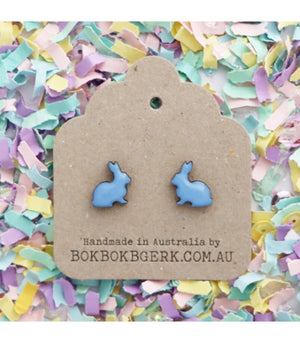Bok Bok B'Gerk Earrings - Rabbits Bluey