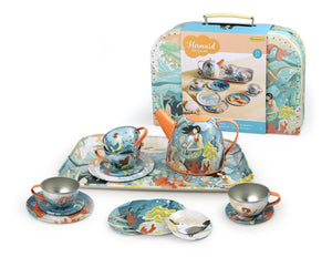 Tin Tea Sets with Carry Case 13 - 15pc