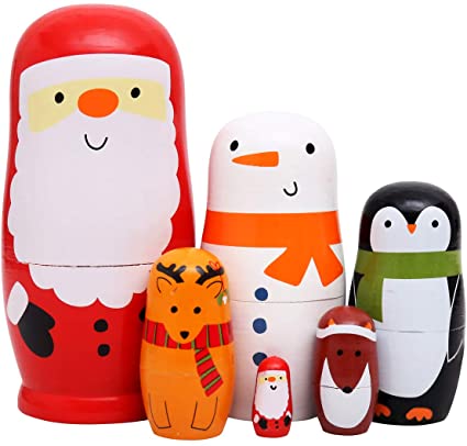 Nesting Dolls Keepsake Wooden Babushka Doll Christmas Santa Claus