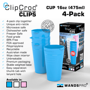 ClipCroc Cup Set | 4 Pack ‘Clip-together’ Crockery