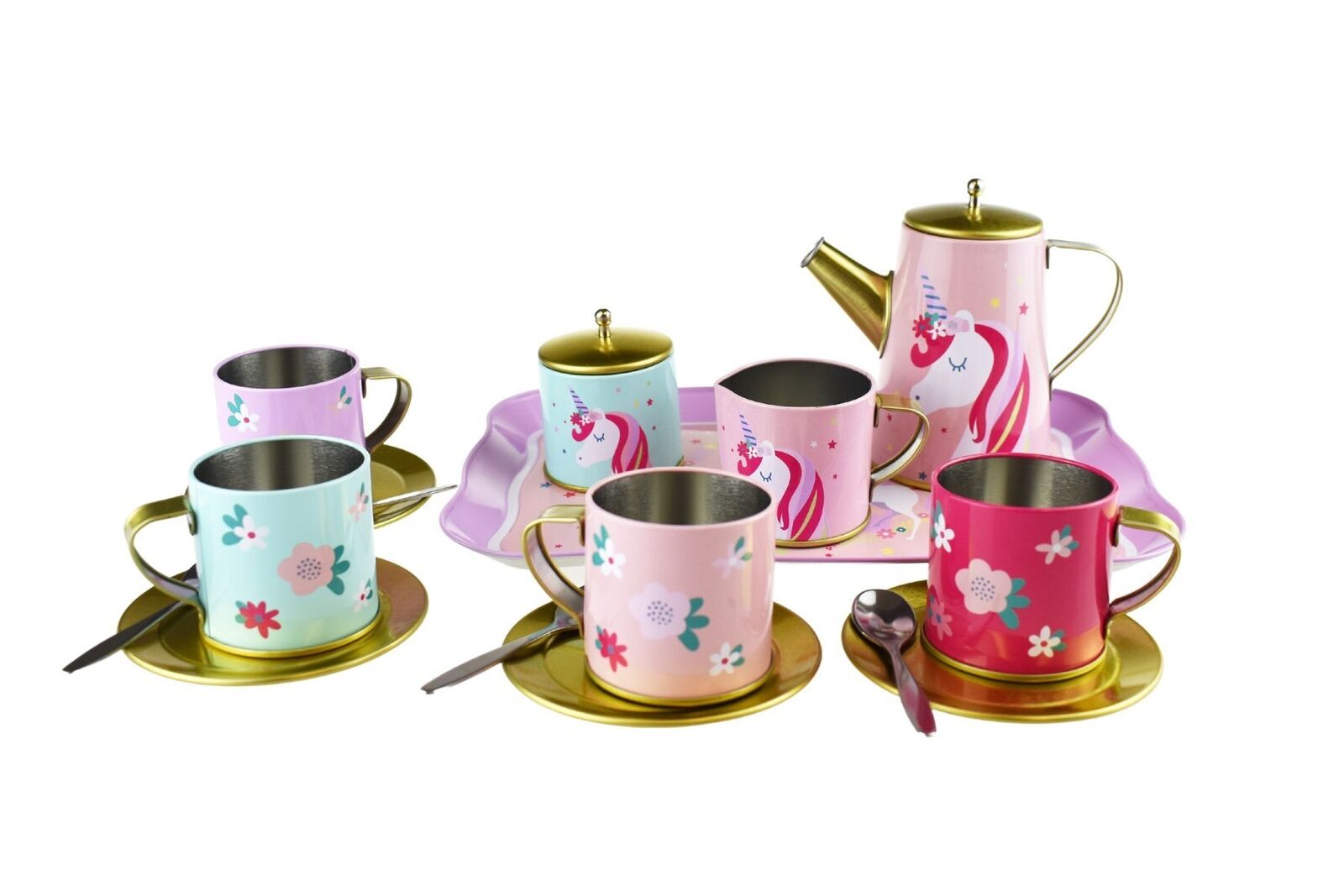 Deluxe Unicorn Tin Tea Set in Suitcase 18pc