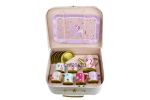 Deluxe Unicorn Tin Tea Set in Suitcase 18pc